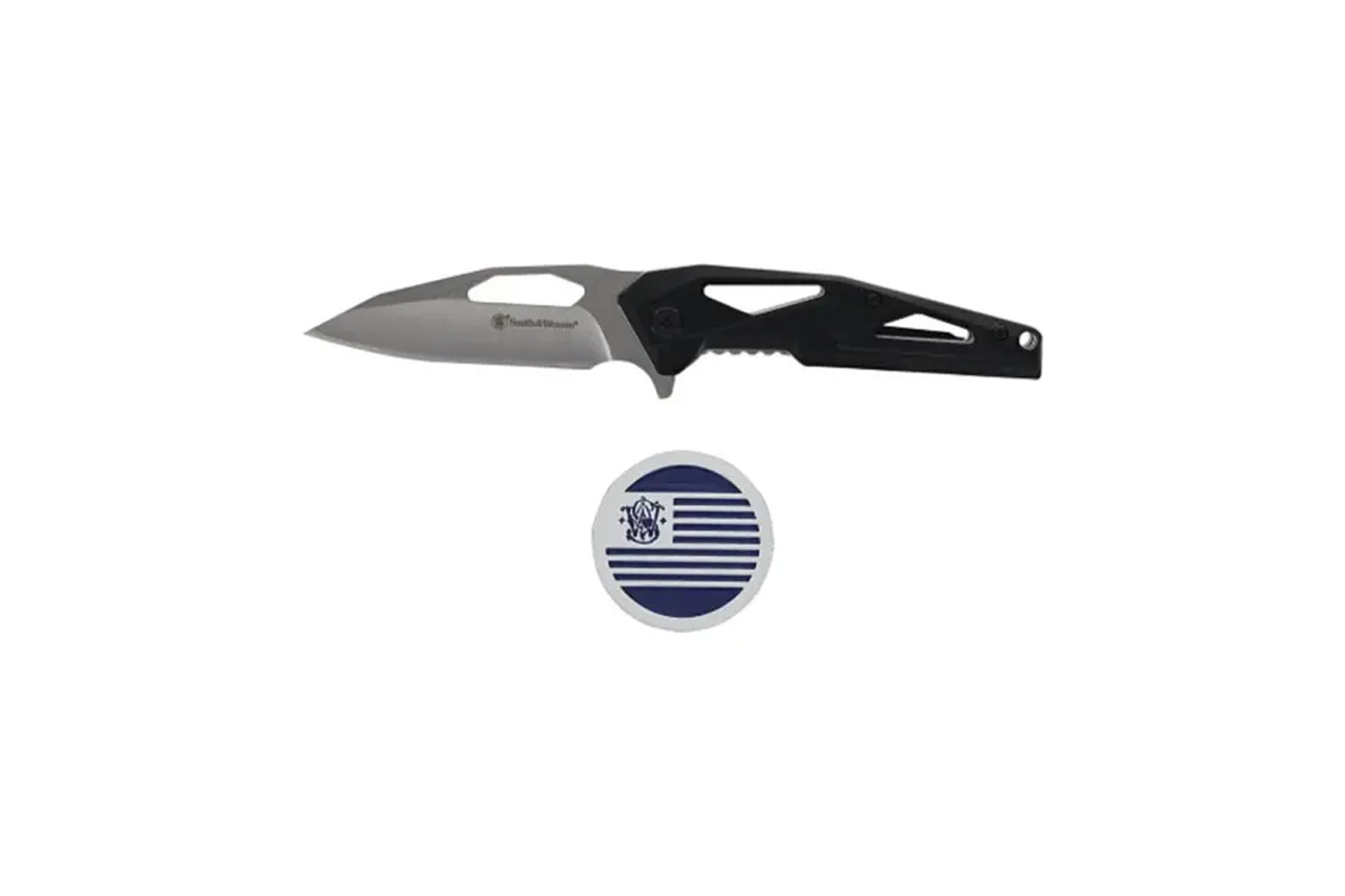 BTI LLC S&W Skeletonized Folding Knife with Challenge Coin